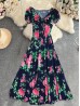 Floral V -Neck Short Sleeved Summer Dress